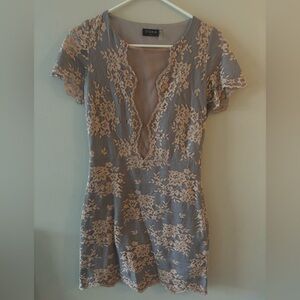 27 - Storia Taupe and Blush Lace Dress